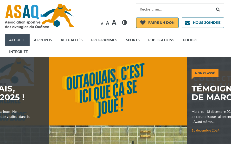 sportsaveugles.qc.ca/ screen capture