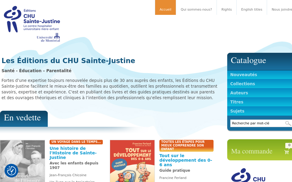 www.editions-chu-sainte-justine.org/ screen capture