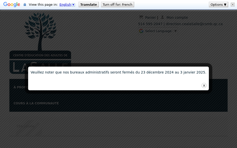 lasalle.centrecsmb.com/ screen capture