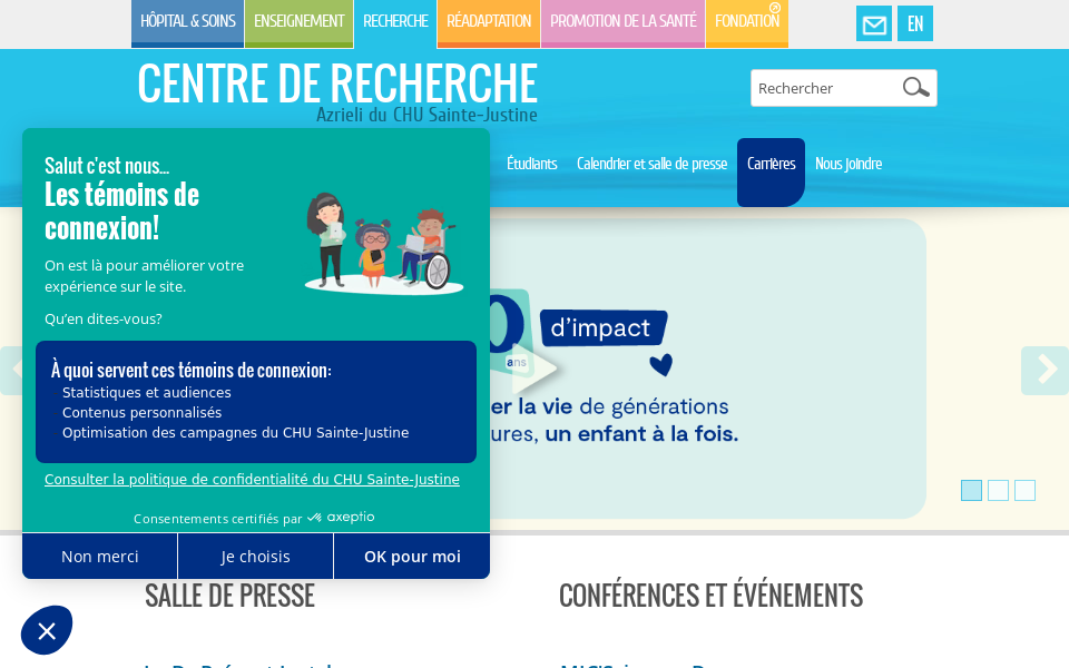 recherche.chusj.org/ screen capture