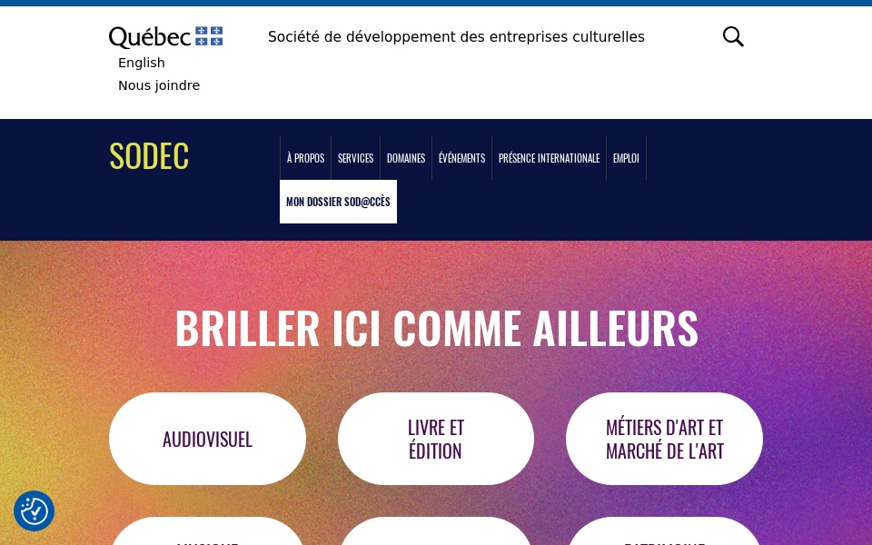 www.facebook.com/#!/pages/La-Sodec-SociÃ©tÃ©-de-dÃ©veloppement-des-entreprises-culturelles/142267915824144 screen capture