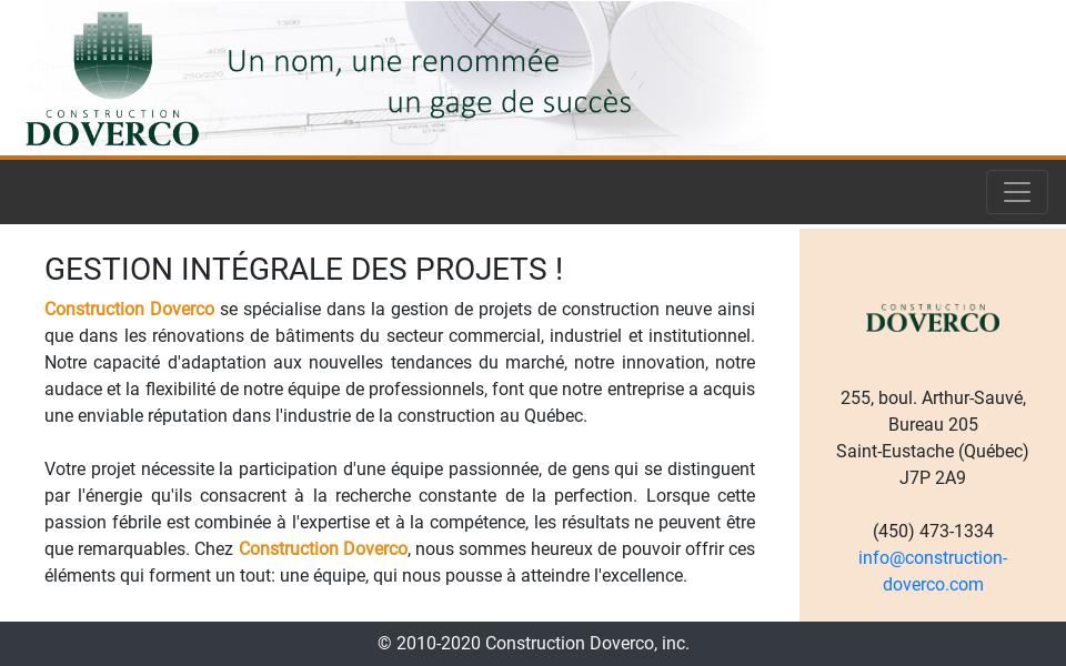 www.construction-doverco.com/ screen capture