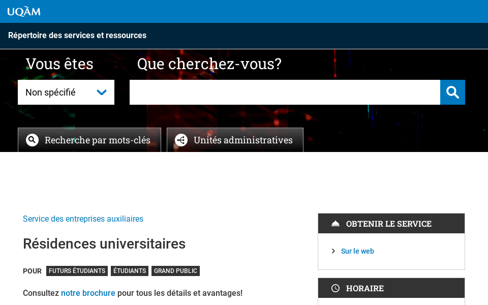 services.uqam.ca/services-offerts/residences-universitaires/ screen capture
