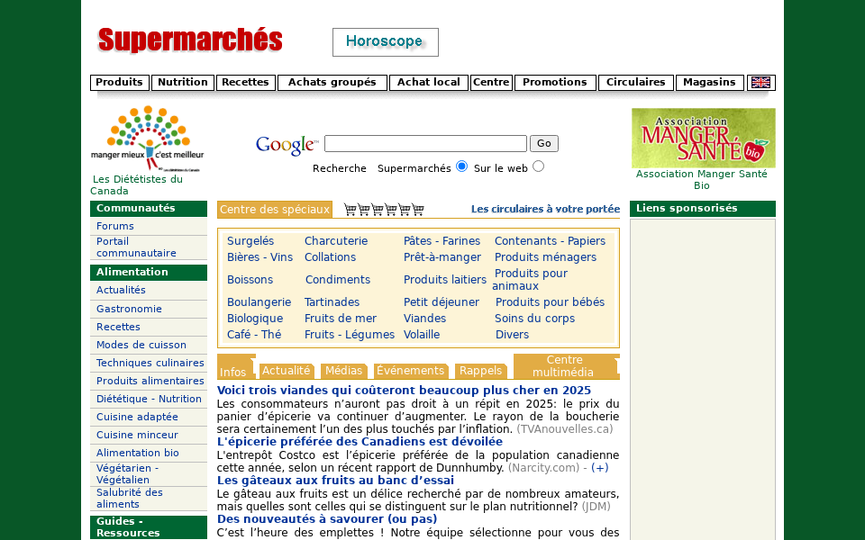 www.supermarches.ca/ screen capture
