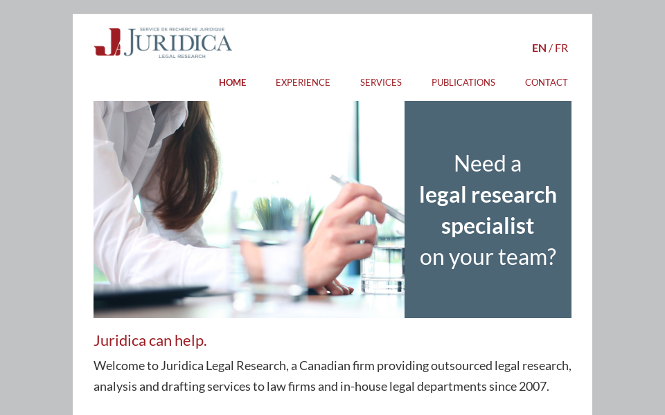 www.juridica.ca/ screen capture