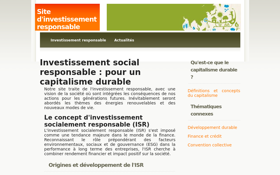 www.investissementresponsable.com/ screen capture