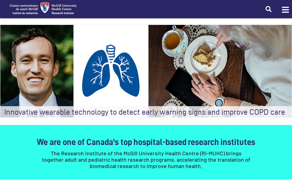 www.muhc.ca/research/ screen capture