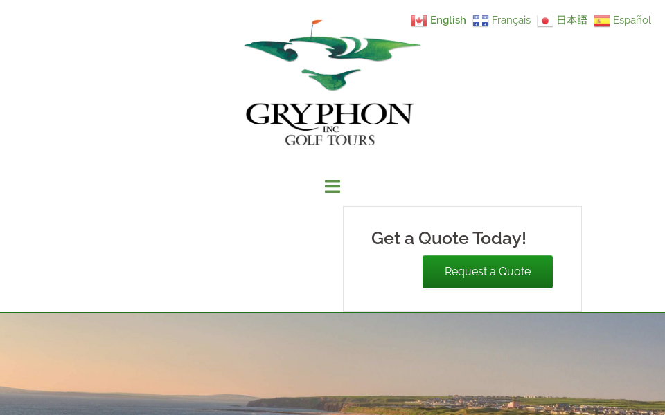 gryphongolftours.com/ screen capture
