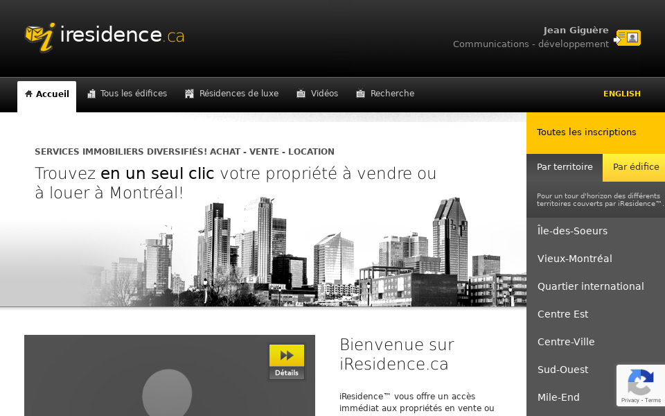 iresidence.ca/ screen capture