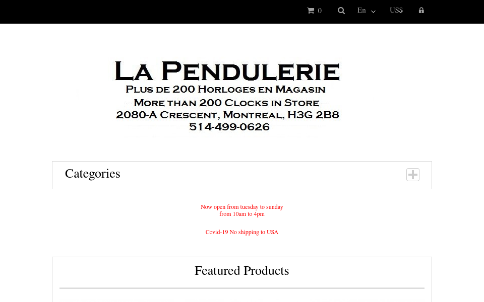 lapendulerie.ca/ screen capture