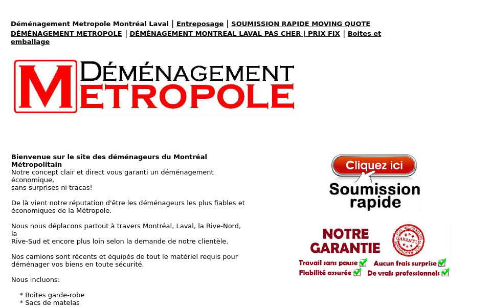www.demenagementmetropole.com/ screen capture