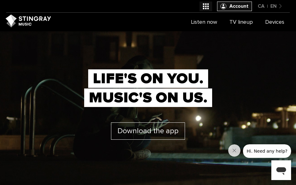 music.stingray.com screen capture