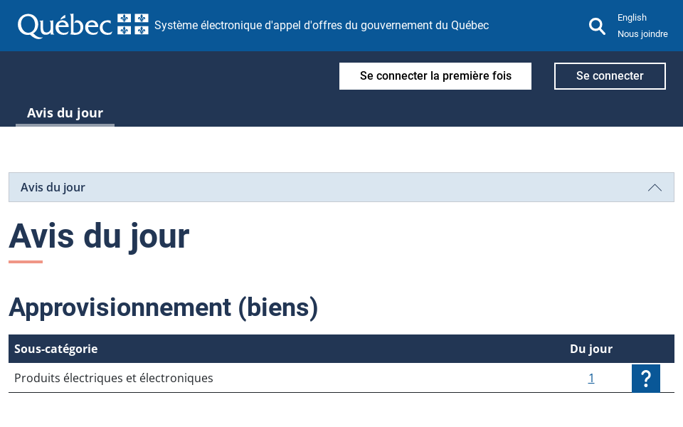 seao.gouv.qc.ca/avis-du-jour screen capture