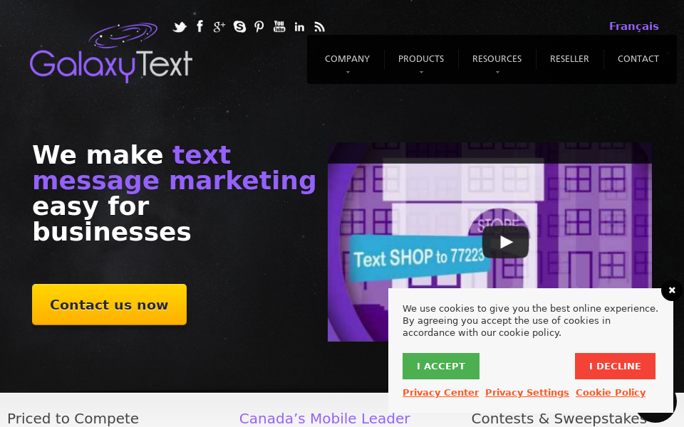 galaxytext.com/ screen capture