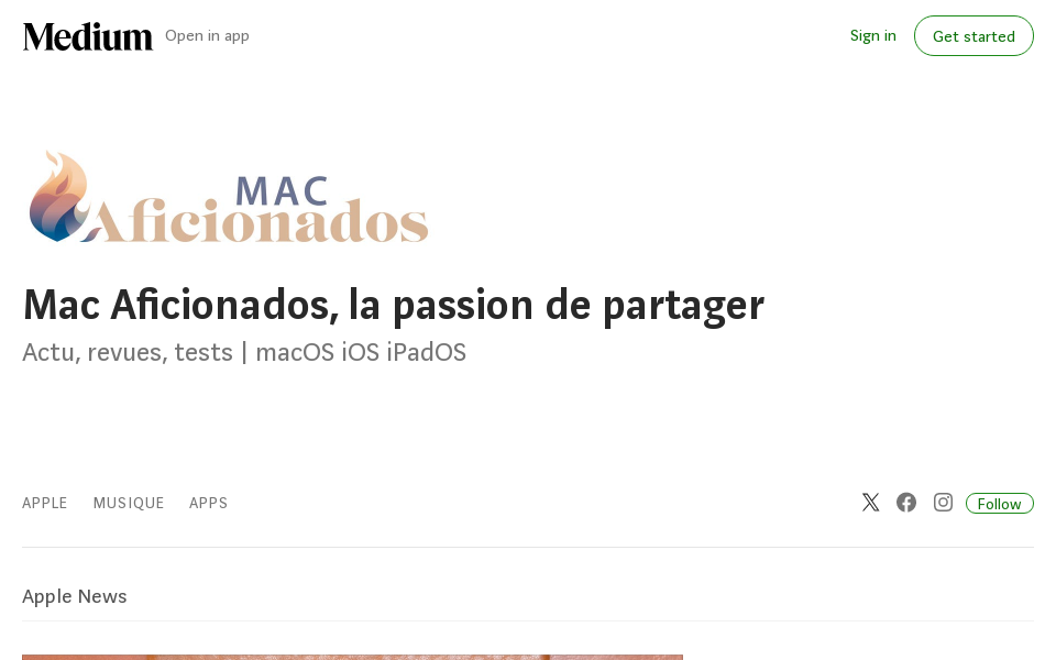 medium.com/mac-aficionados screen capture