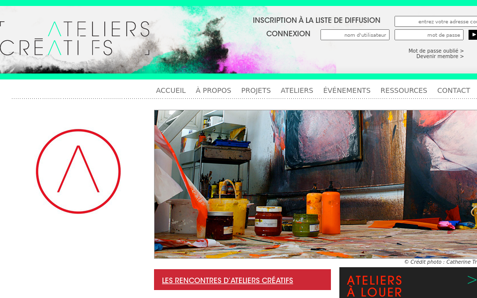 www.atelierscreatifs.org screen capture