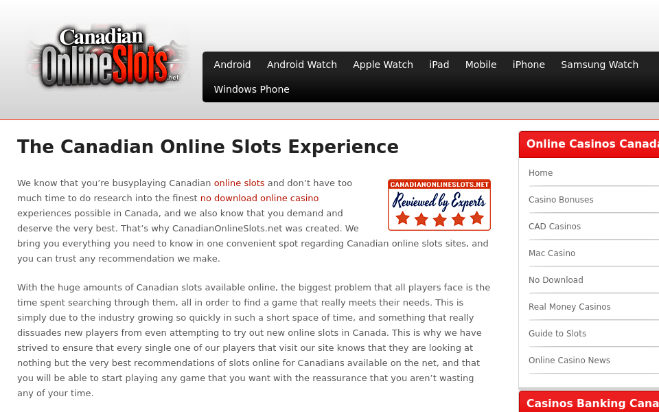 canadianonlineslots.net screen capture