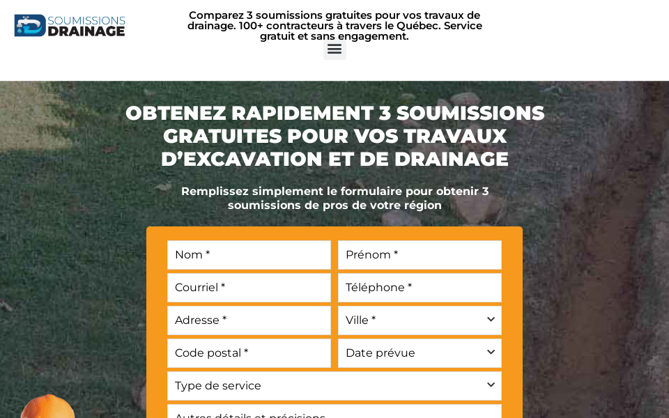 soumissionsdrainage.ca screen capture