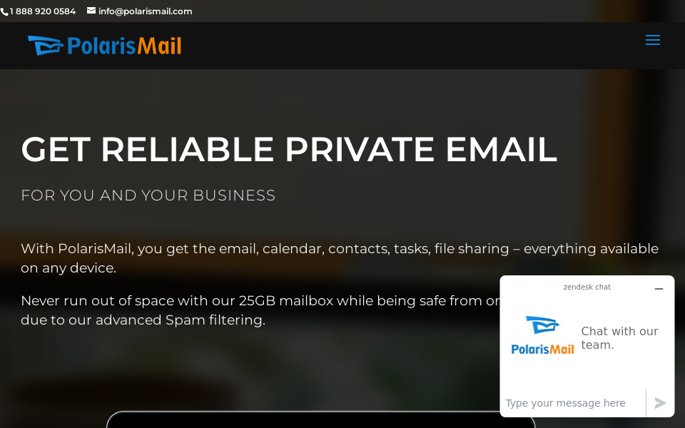 www.polarismail.com screen capture