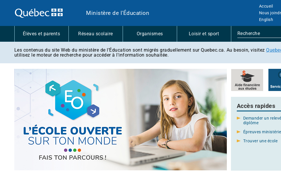www.education.gouv.qc.ca/ screen capture