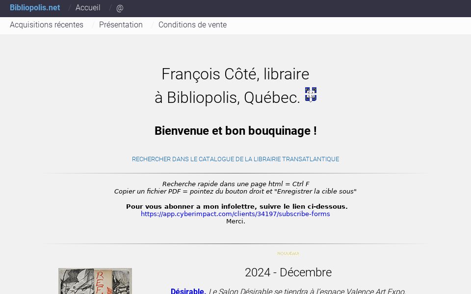 www.bibliopolis.net/cote/index.html screen capture