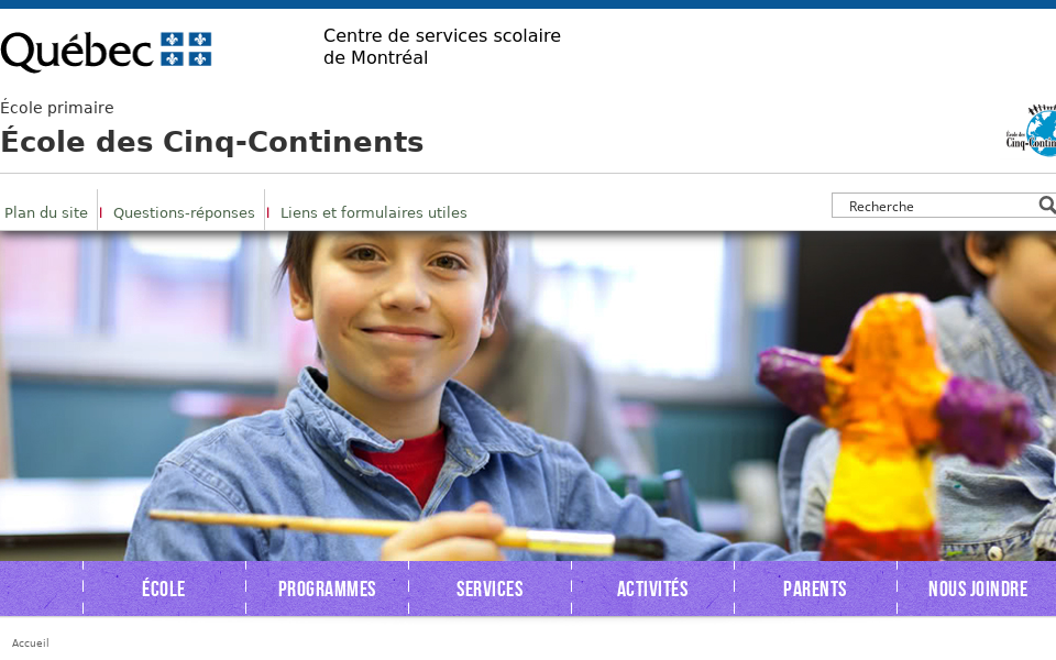 des-cinq-continents.cssdm.gouv.qc.ca/ screen capture